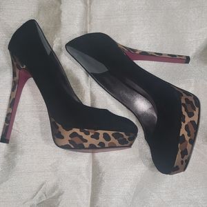 Paris Hilton Keysha Black Leopard Heels